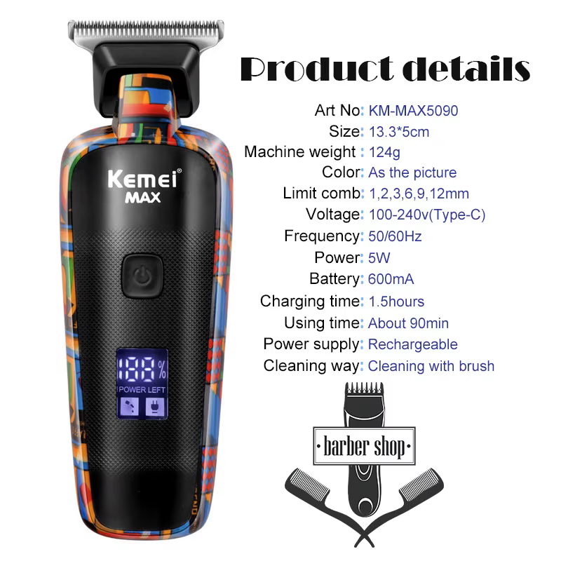Kemei-Tondeuse à cheveux professionnelle pour hommes