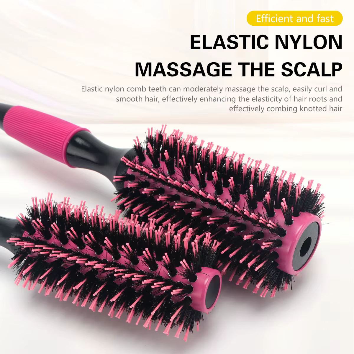 BARBERTOP brosse à cheveux ronde en bois avec poils de sanglier mélange outils de coiffure en Nylon