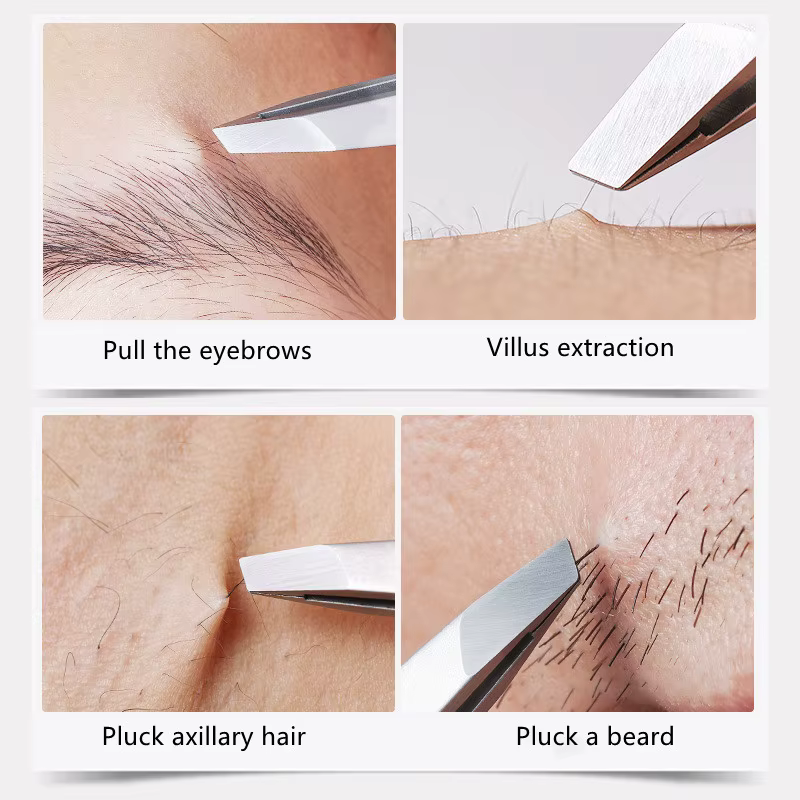 Pince à sourcils inclinée en acier inoxydable