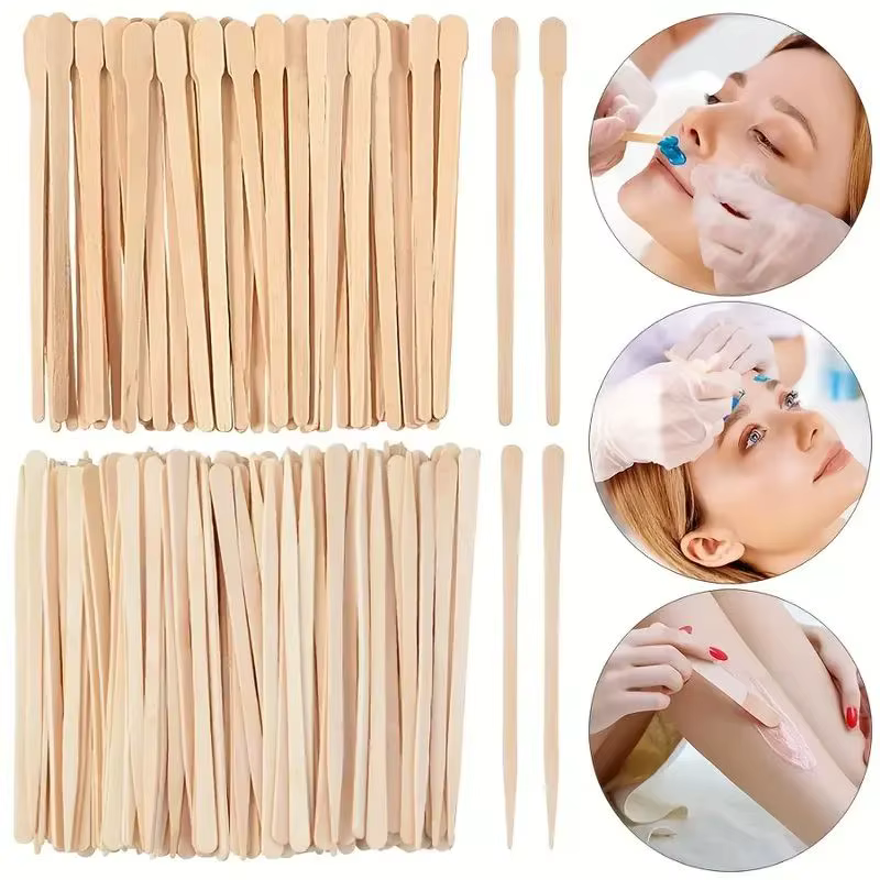 100 pièces bâtons de cire en bois femme bâton d'épilation