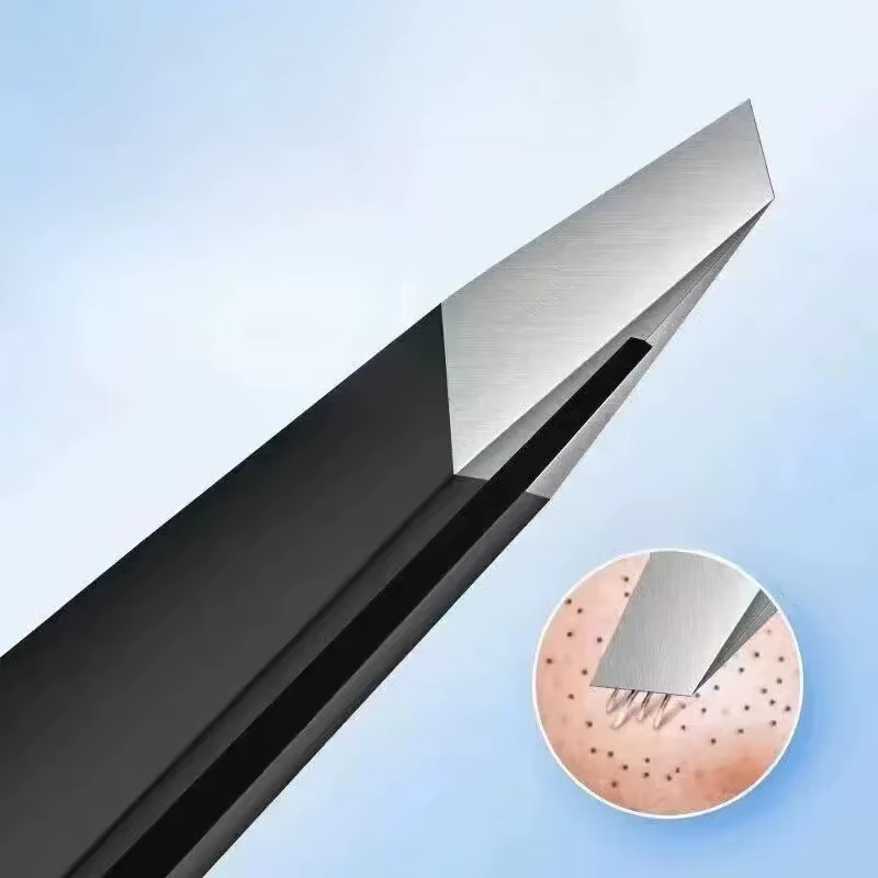 Pince à sourcils noire en acier inoxydable
