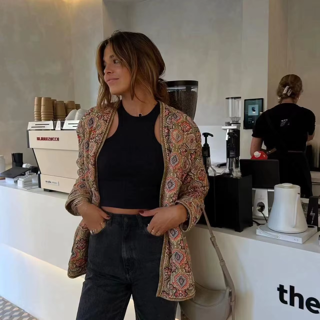Vêtements pour femmes 2025 automne et hiver nouveau manteau en coton de poche imprimé veste manteau en coton pour femmes