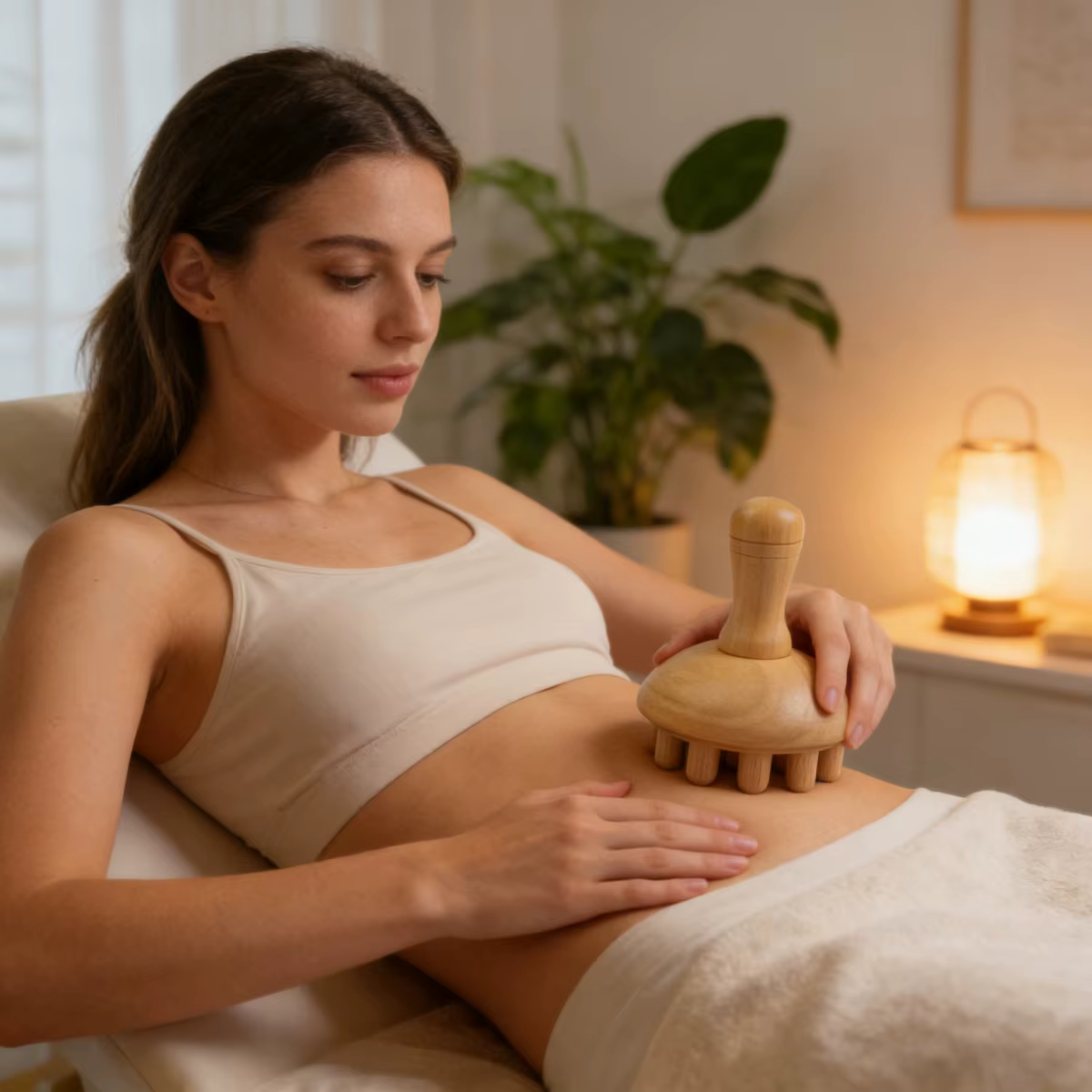 Outil de massage en bois en forme de champignon