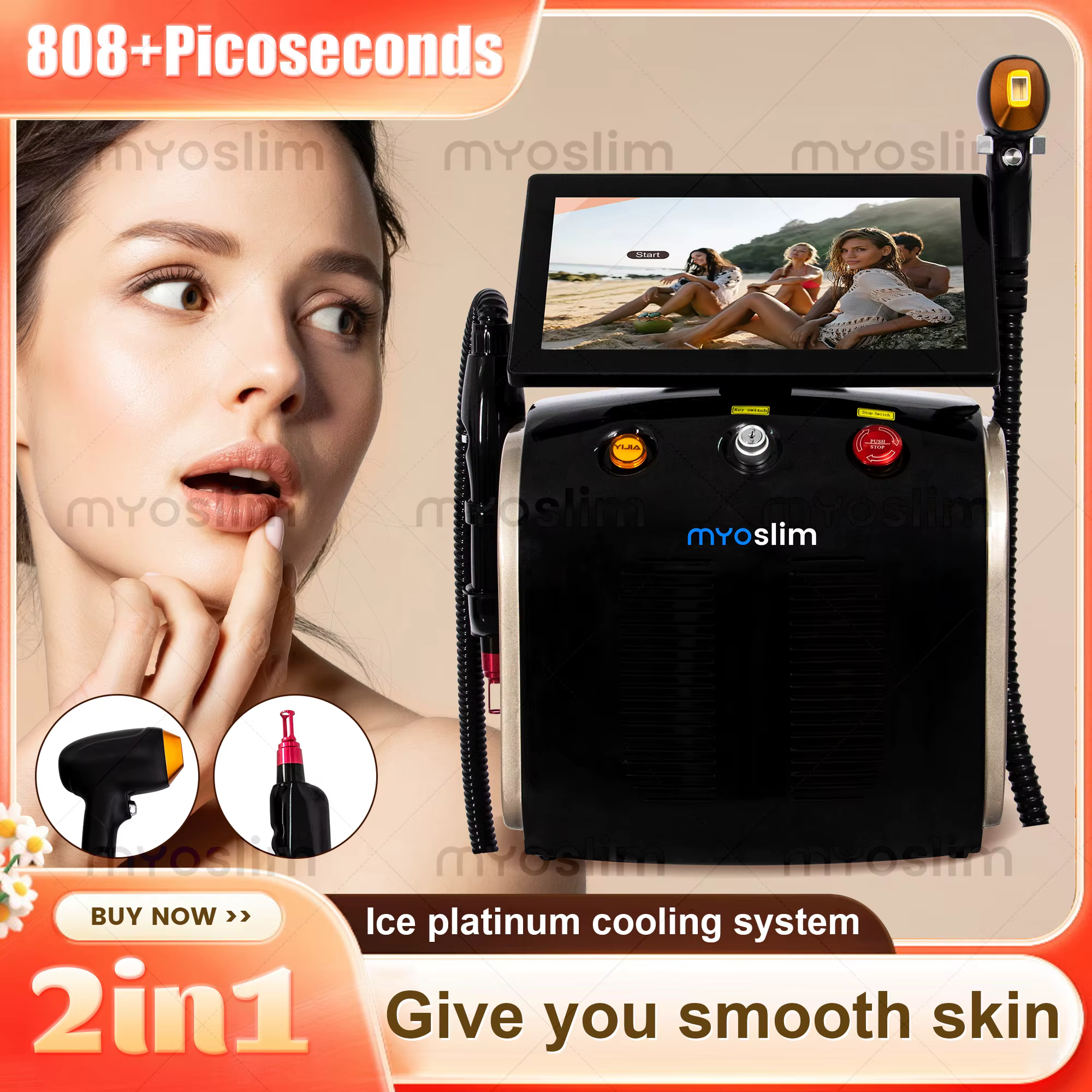 Nouvel appareil d'épilation au laser diode portable 755nm 808nm 1064nm 5000W Ice Platinum
