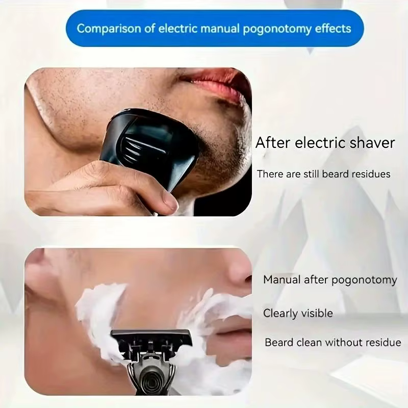 Rasoir manuel pour hommes avec lame en acier inoxydable à 6 couches et 2 poignées + 30 lames