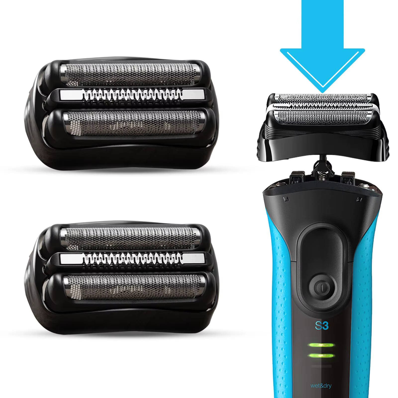 Tête de rasoir électrique de remplacement 21B, pour rasoirs électriques Braun série 3 301S,310S,320S,330S,340S,360S,3010S,3020S,3030S,3040