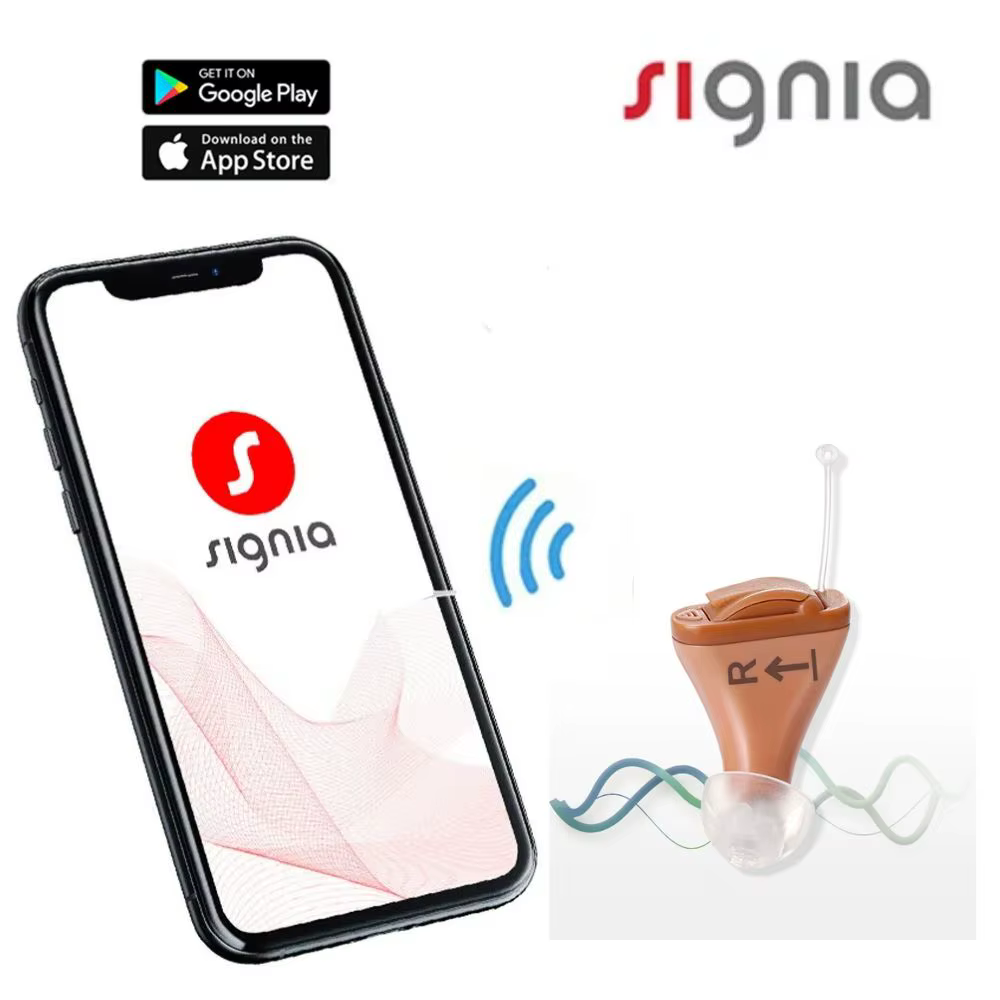 Signia 8 canaux numérique Invisible CIC aide auditive RUN Click ITC Signia Smartphone APP ajustement étui sec