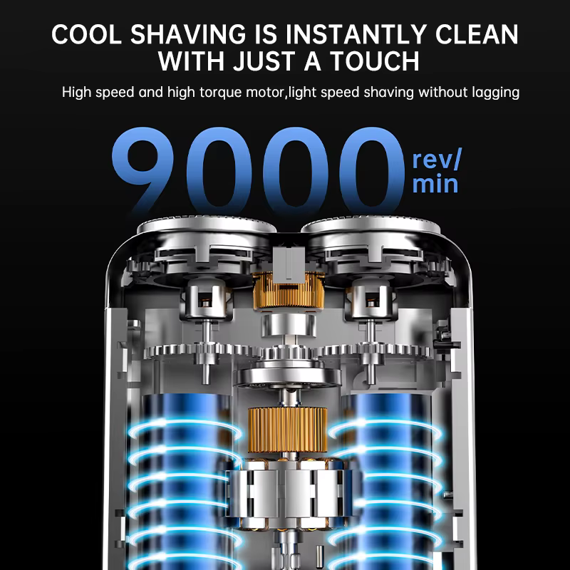 9000 tr/min haute vitesse Premium Portable Mini rasoir double tête étanche type-c Rechargeable