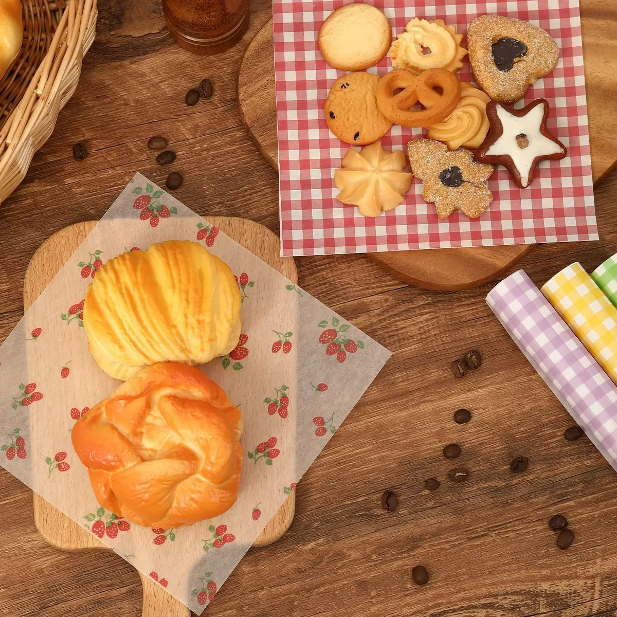 Papier d'emballage résistant à l'huile pour pain, Sandwich, hamburger, frites, papier ciré de qualité alimentaire, outils de cuisson, Gadgets de cuisine pour cadeau de fête, 50 pièces