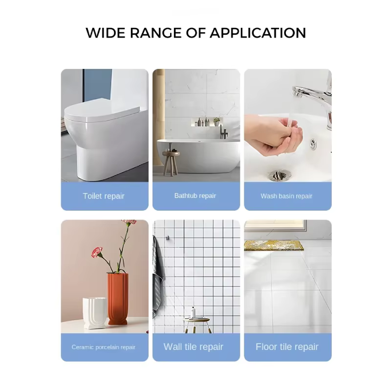 Kit d'agent de réparation de carrelage en céramique pour sol, toilettes, évier, baignoire, fissure de puces, remplissage d'espace. Imperméable, résistant à la moisissure, résistant à l'usure, utilisat