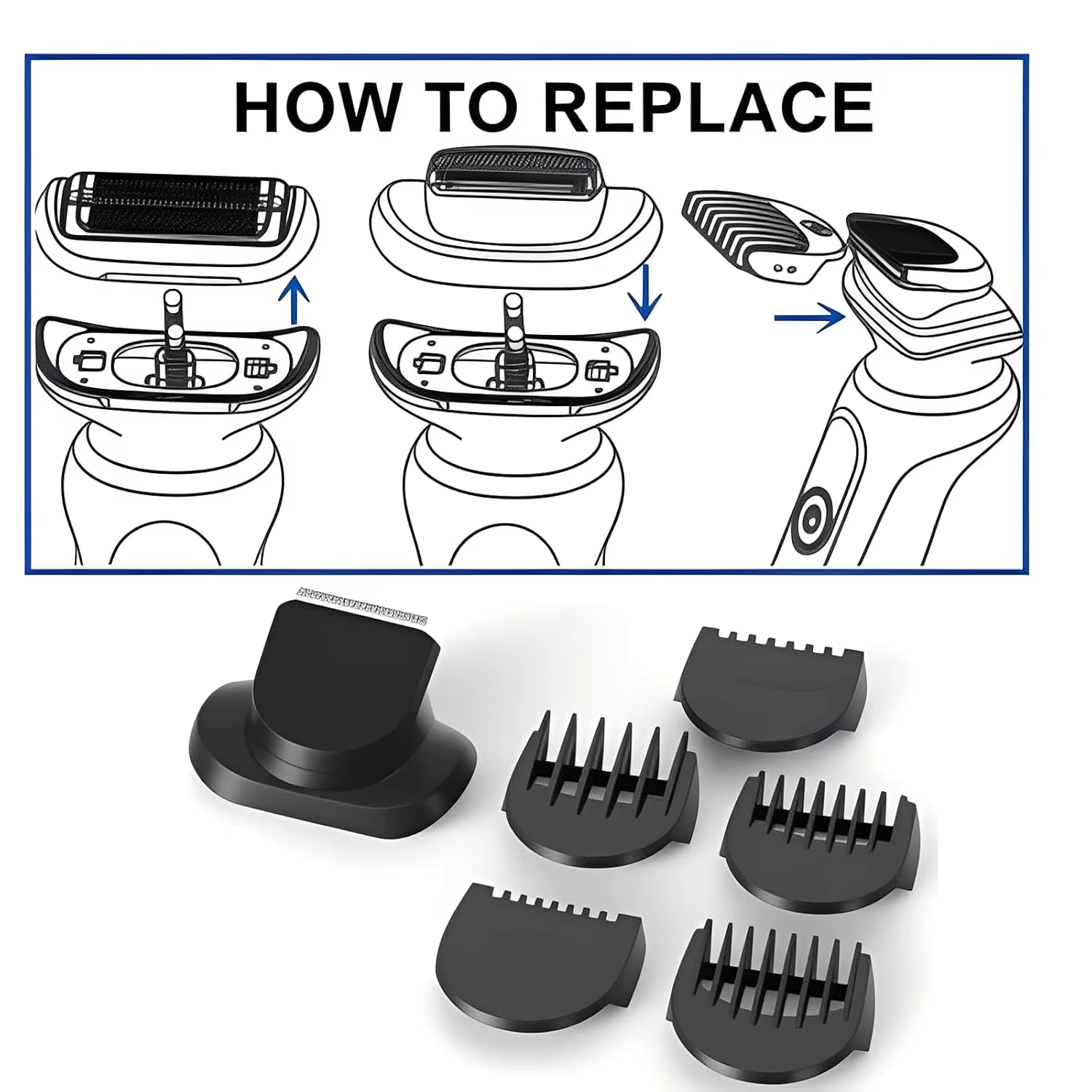 Tête de tondeuse à barbe pour rasoirs électriques Braun série 5