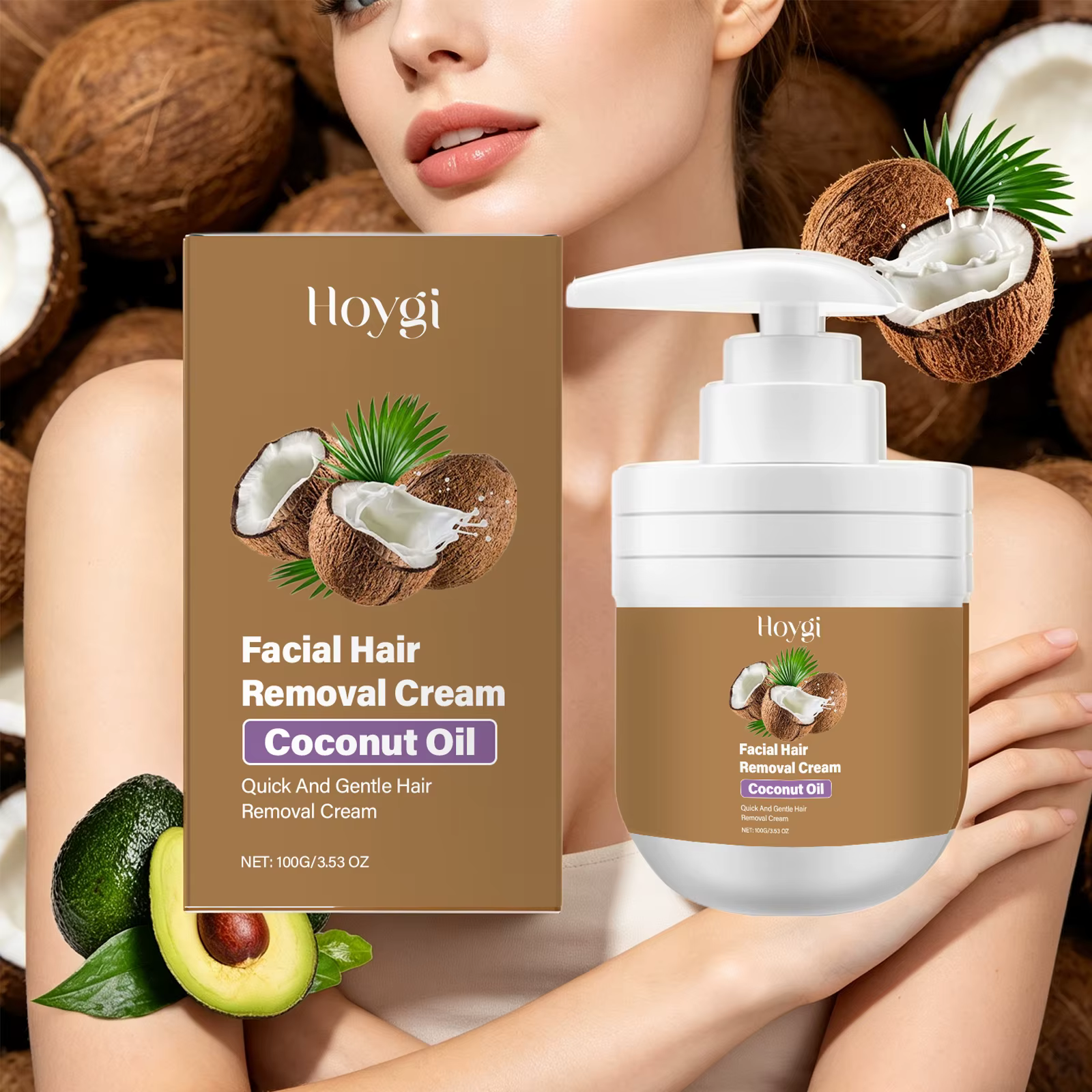 Crème dépilatoire à la noix de coco pour femmes et hommes