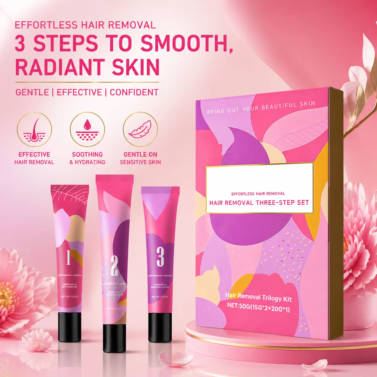 Crème dépilatoire visage pour kit trois étapes