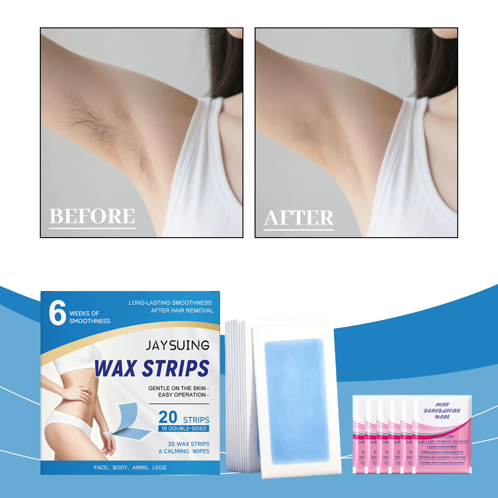 Bandes de cire dépilatoires professionnelles douces non tissées pour le corps