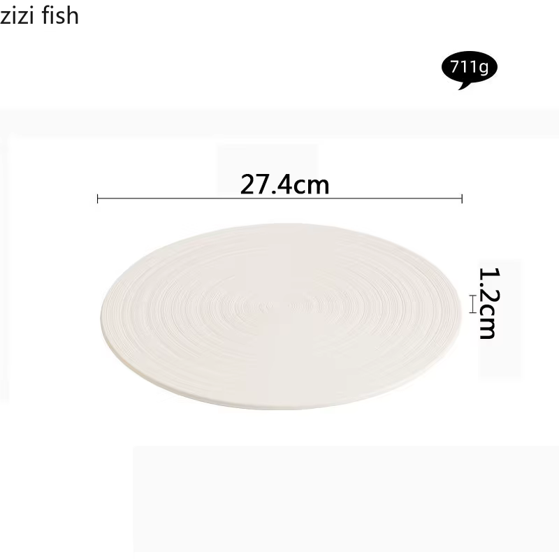 Assiette plate en céramique brossée circulaire