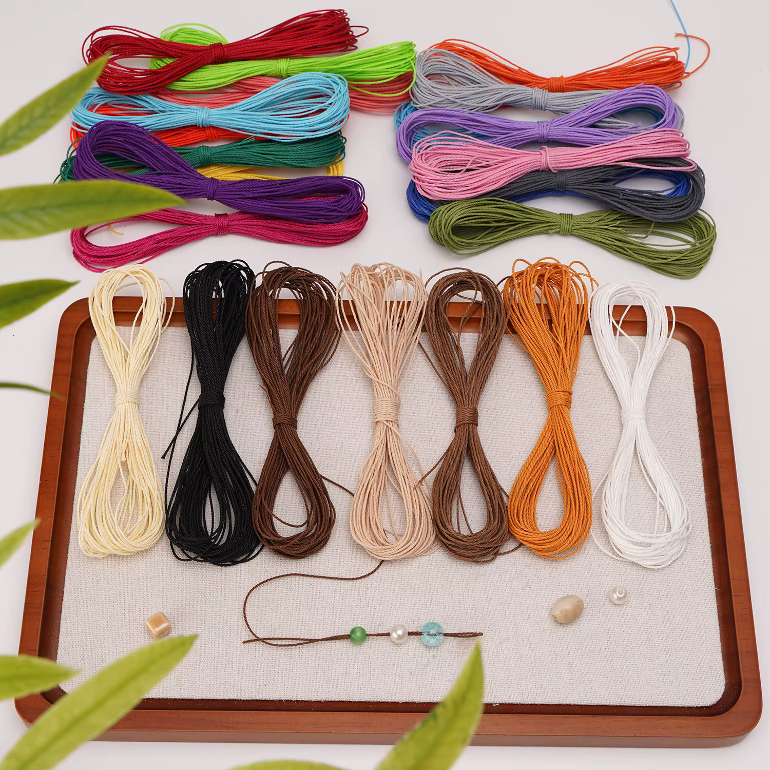 Fil ciré en Polyester de 1mm, pour l'artisanat, la couture du cuir, la fabrication de bijoux, outils de bricolage, cordon ciré étanche à haute résistance