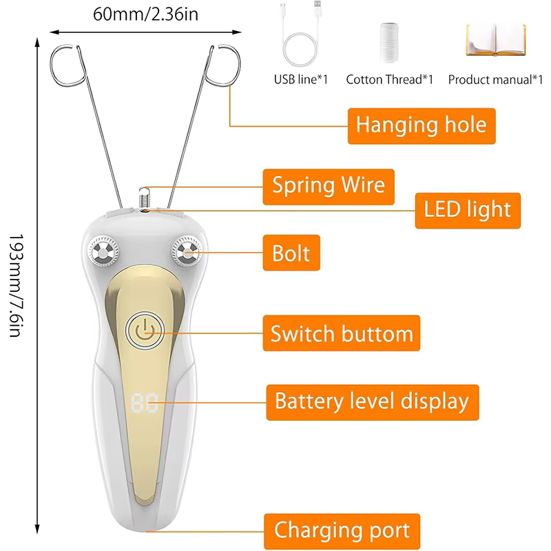 Épilateur électrique à fil de coton avec écran LCD