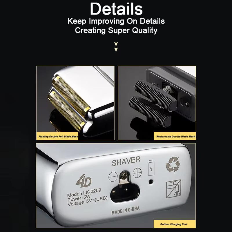 Rasoir électrique Rechargeable en métal pour hommes