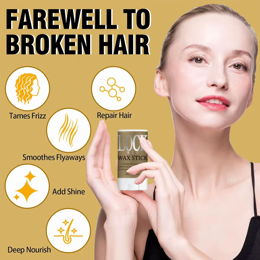 LOCKMIO bâton de cire pour cheveux pour femmes et enfants longue durée maintien pommade contrôle cassé frisottis Flyaway