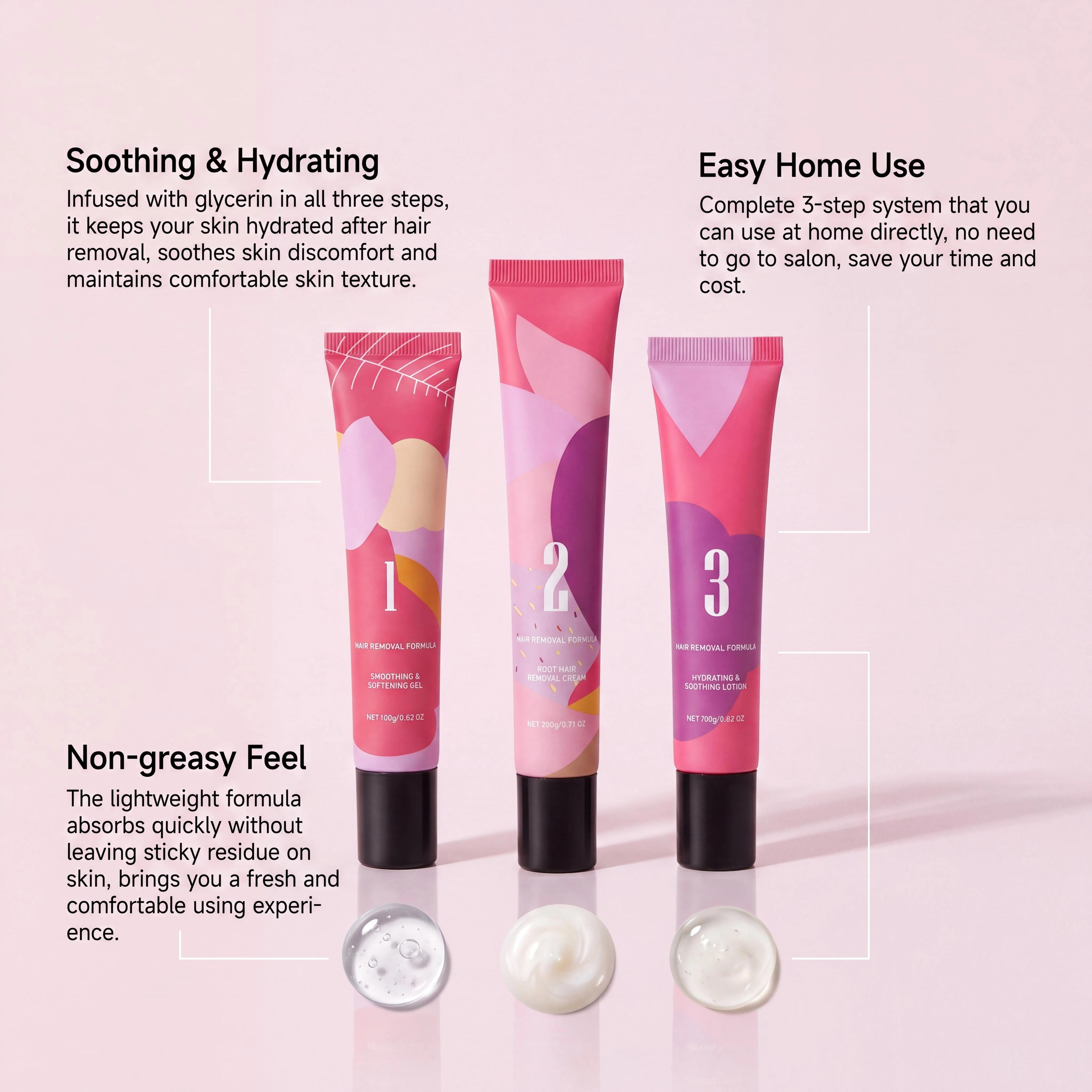 Kit de crème dépilatoire 3 étapes