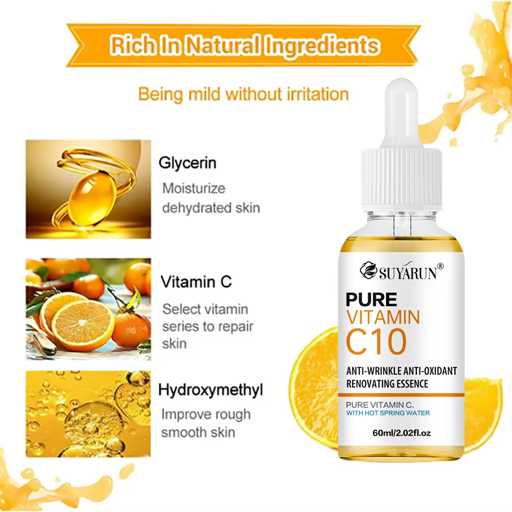 SUYARUN Sérum à la vitamine C 10% pour le visage - Traitement anti-âge éclaircissant