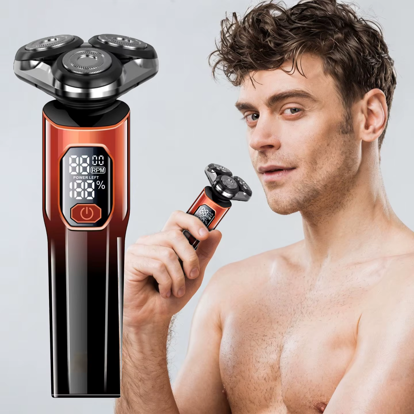Rasoir électrique OMUONE 3D IPX6, étanche, double usage humide et sec, pour le visage et la barbe, affichage numérique de la batterie, pour hommes