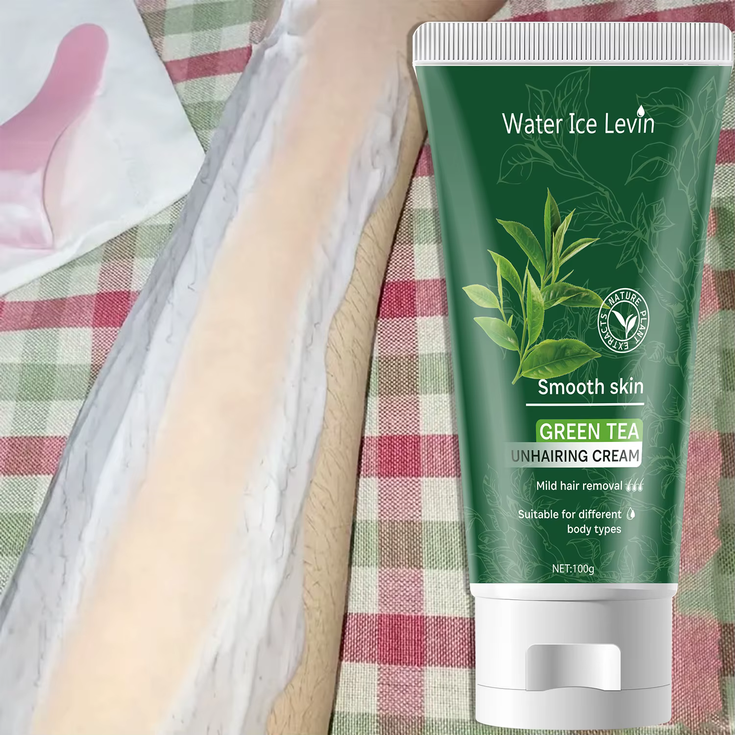 Crème Épilatoire Douceur au Thé Vert - Effet Peau Satinée - Formule Non Irritante - Pour une Sensation de Fraîcheur