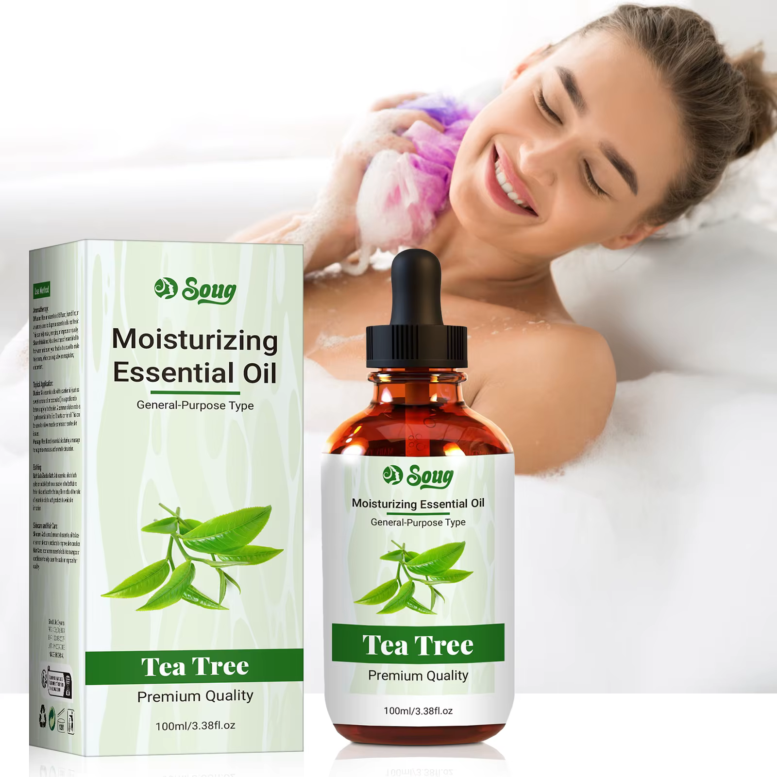 Huile d'arbre à thé hydratante naturelle, 100ML, soins pour le visage et le corps, réparation de la peau, aromathérapie, huile essentielle de Massage Pure