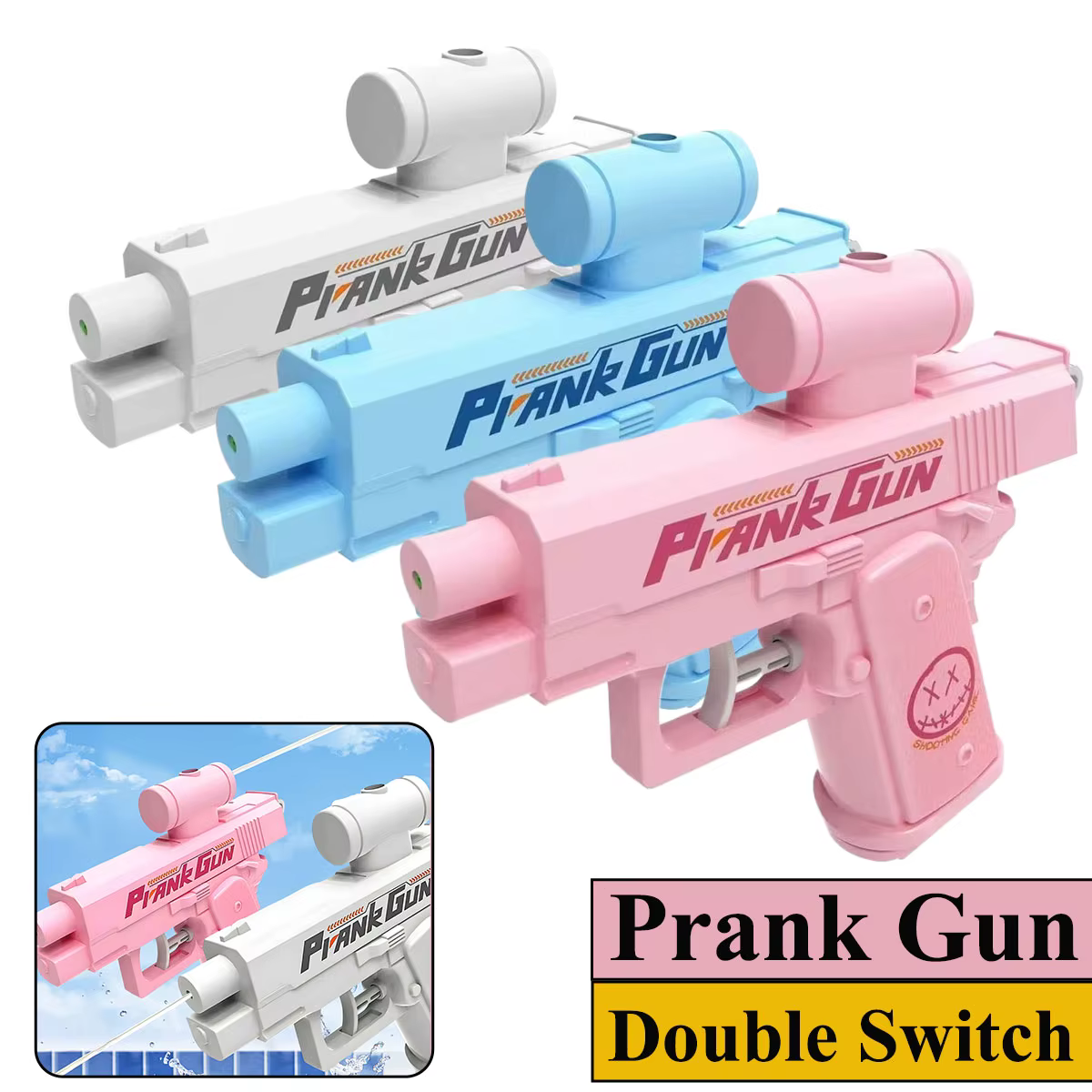 Pistolet à eau bidirectionnel, jouet de farce, pistolet à eau anti-stress, petit pistolet de jeu, interaction adulte-enfant, pour l'extérieur et l'intérieur, cadeau, 2 styles