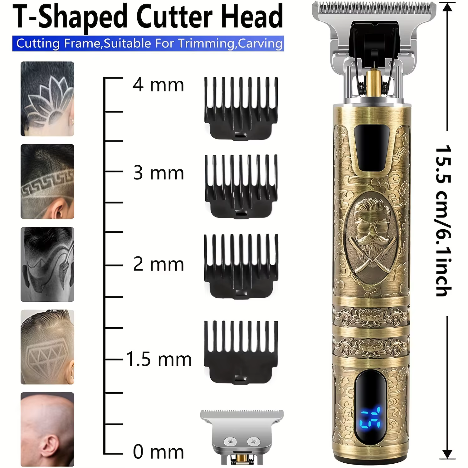 Tondeuse à cheveux électrique avec écran LCD