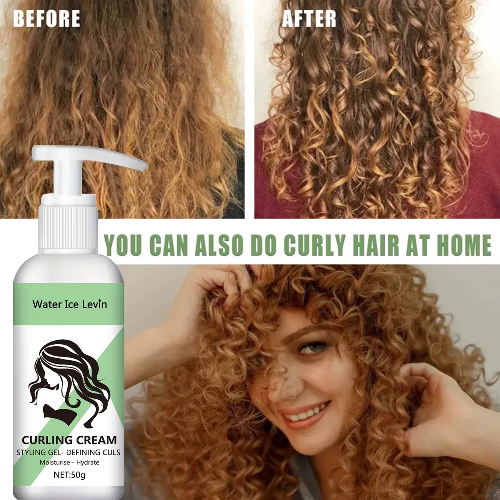 Crème coiffante pour boucles. Hydrate