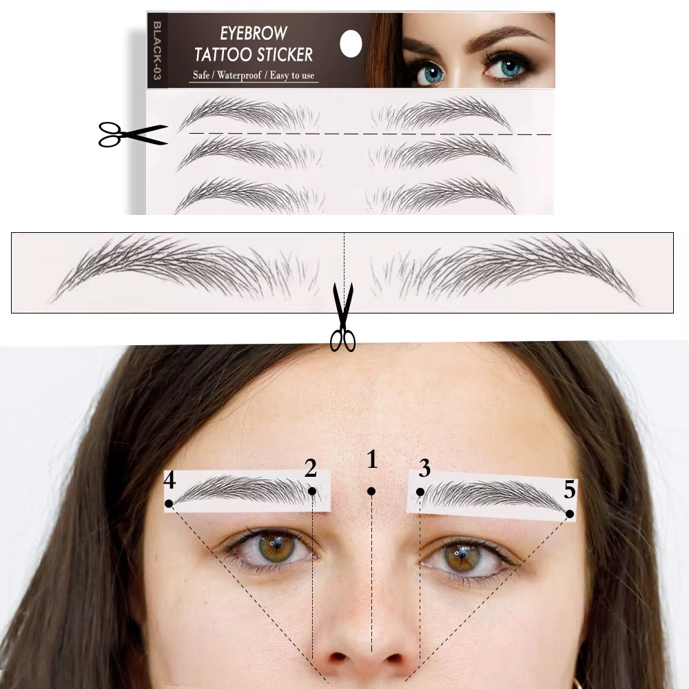 Autocollant de tatouage de sourcils à base d'eau