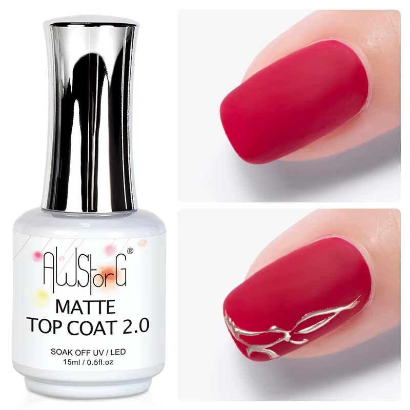 AWStorG 15ml mat couche de finition 2.0 poudre antiadhésive vernis à ongles vernis Semi Permanent tremper Gel vernis à ongles manucure Art