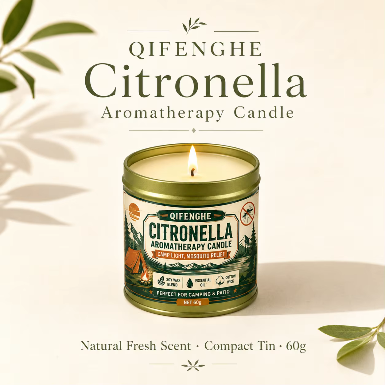 Bougie portable à la citronnelle en cire de soja, aromathérapie, sans fumée, anti-moustiques pour pique-nique en extérieur, patio, décoration intérieure