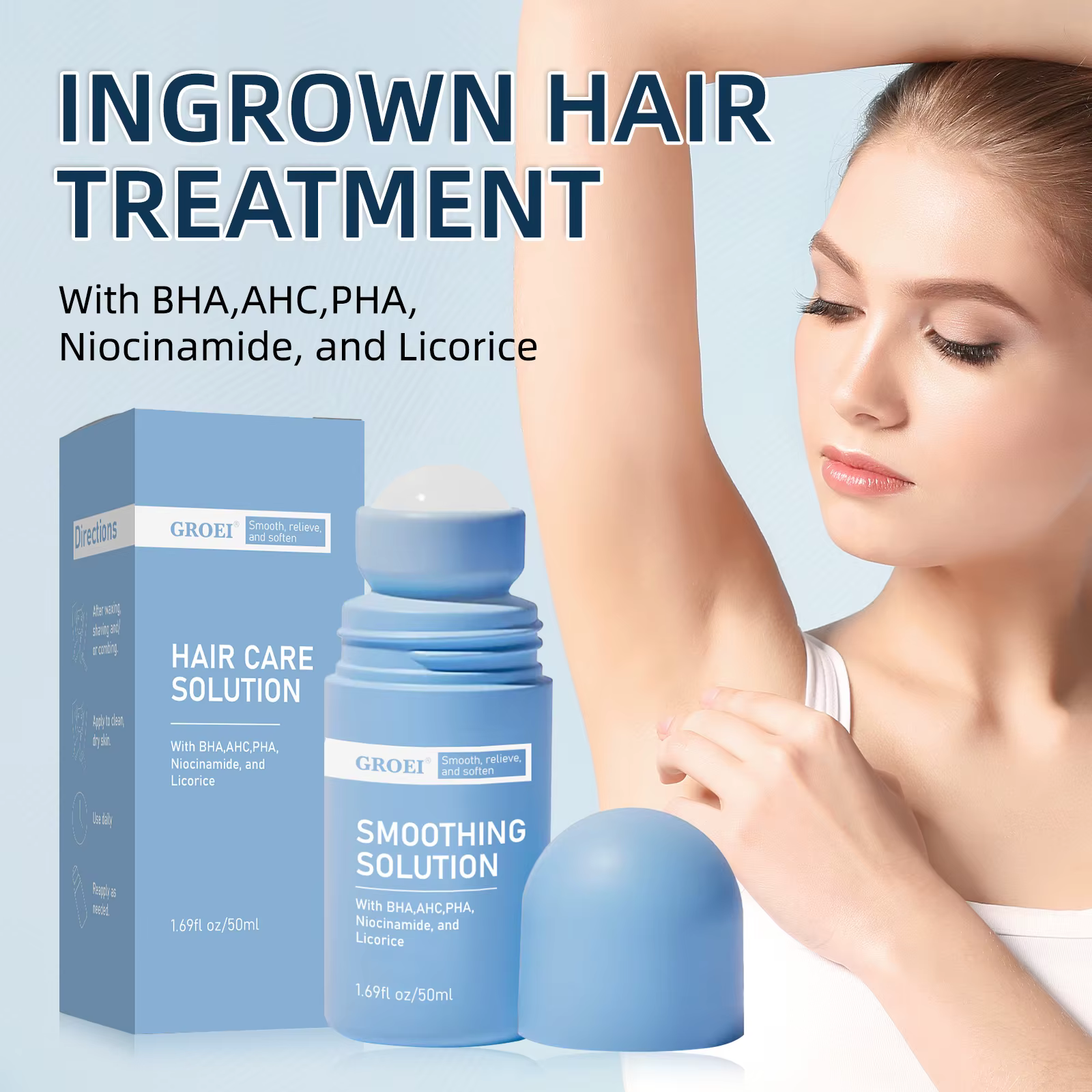 La solution de soin des cheveux incarnés réduit les rougeurs post-rasage et le piqûre
