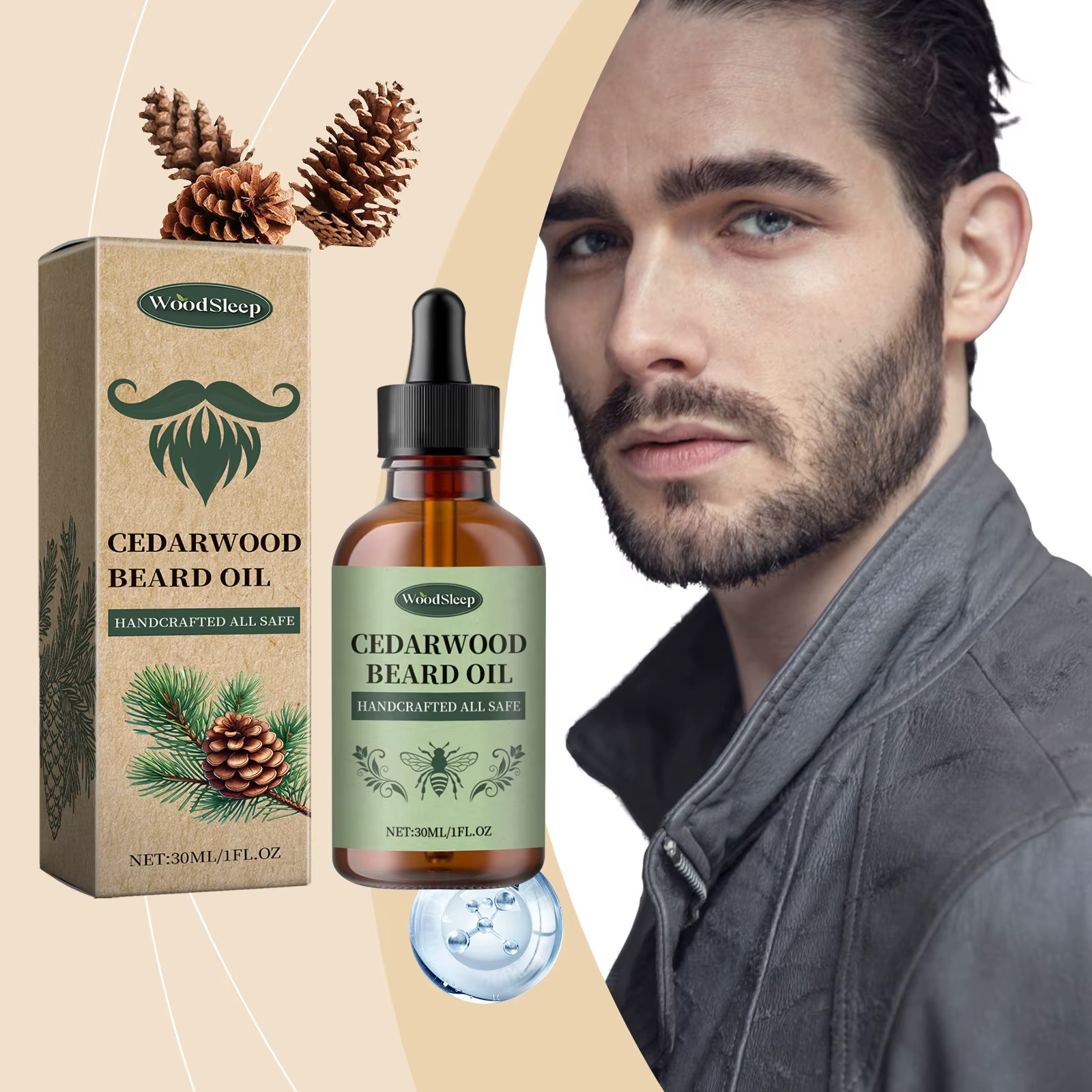 Huile de soin de la barbe pour hommes