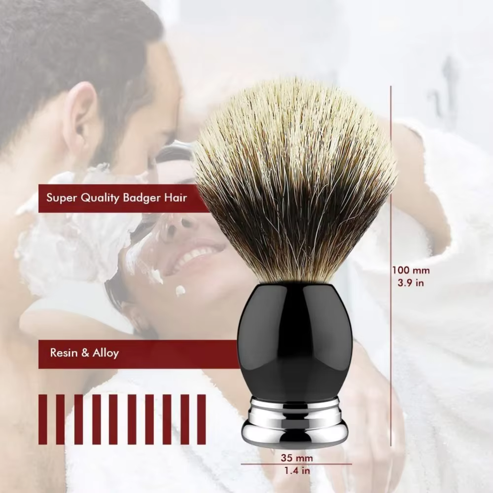 Brosse de rasage de luxe en poils de blaireau pur 100% argenté 22mm