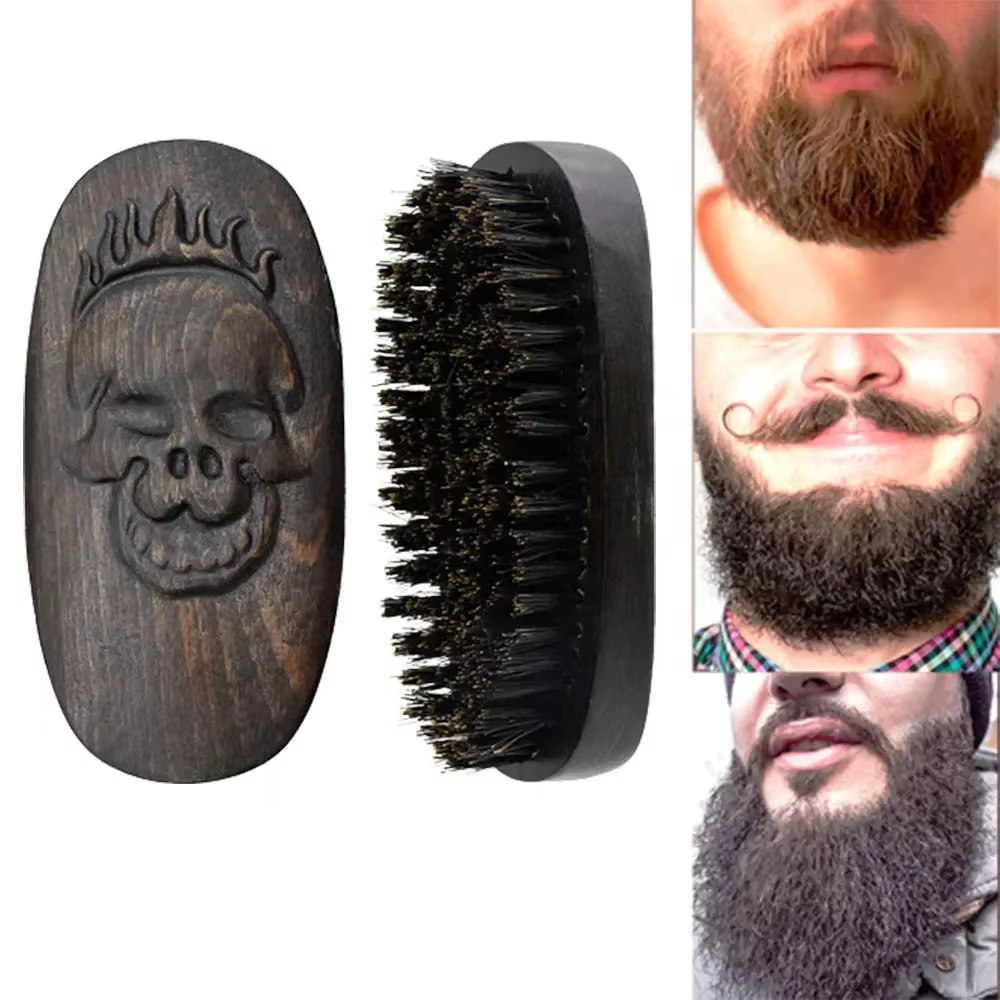 Brosse à barbe professionnelle en poils de sanglier pour hommes