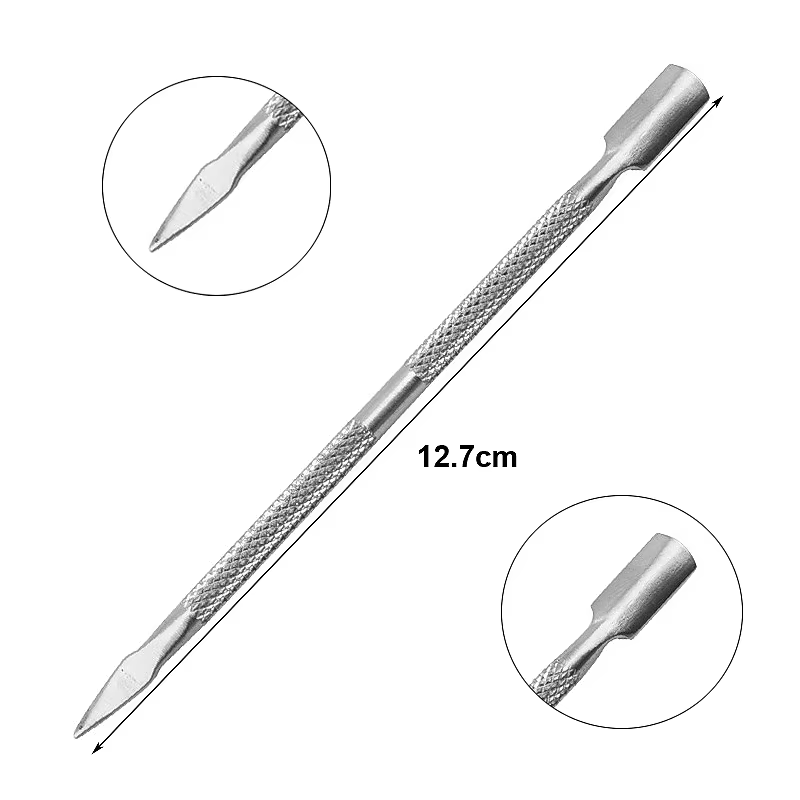 1Pcs En Acier Inoxydable Double Tête Cuticule Pusher Manucure Outils pour Ongles Vernis Colle