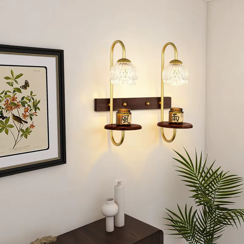 Applique Murale LED en Métal, Bois et Verre pour Allée et Couloir, Accessoire d'Avertissement d'Aromathérapie