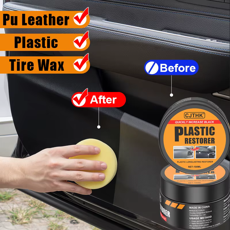 Rénovateur Plastique Voiture Effet Noir Brillant – Agent de Rénovation Cuir et Panneaux Intérieurs Auto – Cire de Protection et Réparation pour Véhicules