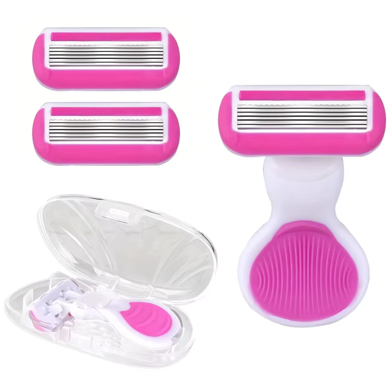 Ensemble de rasoir portable rose à 6 lames pour femmes
