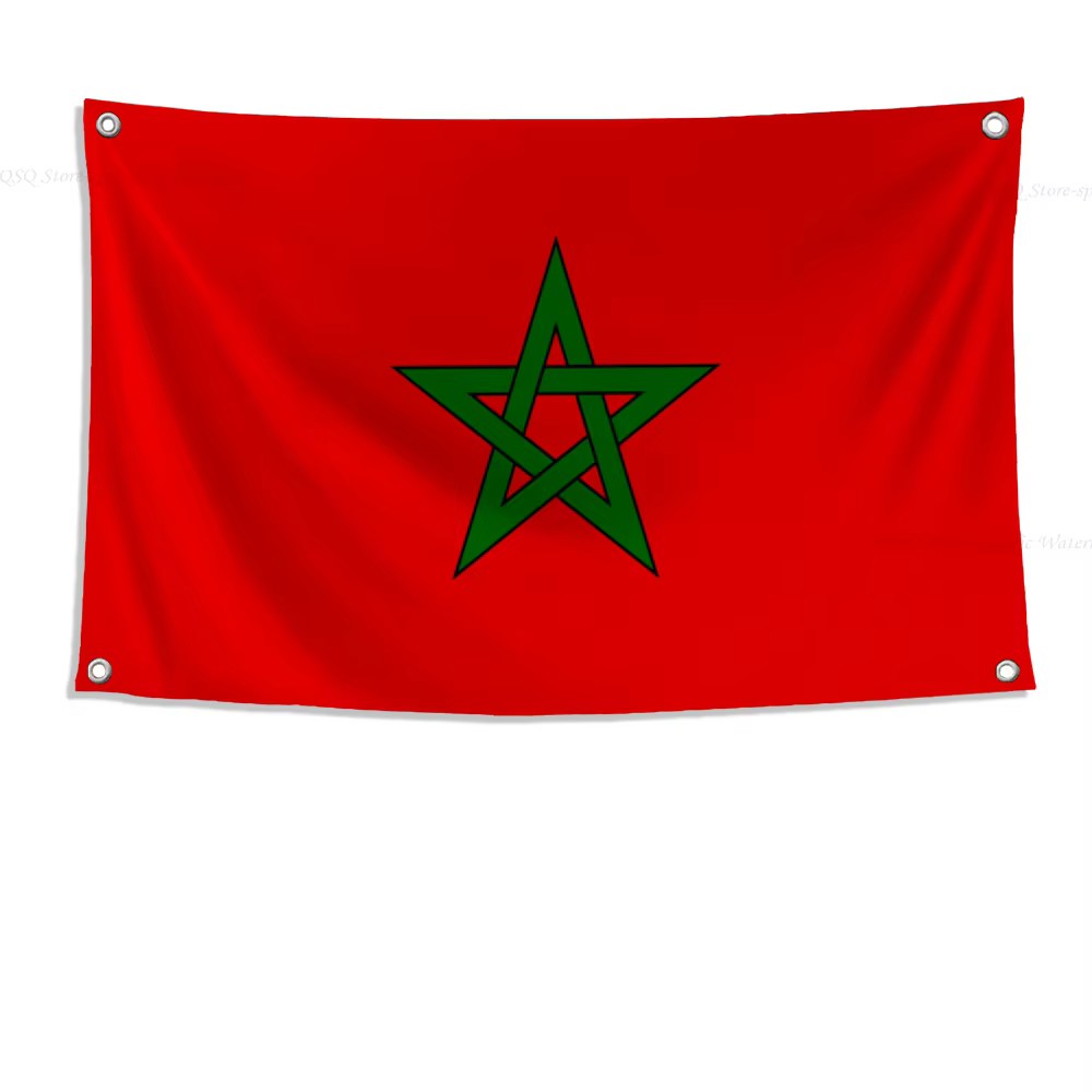 Drapeau du Maroc, drapeaux et bannières à quatre trous, en Polyester, décoration extérieure, esthétique de la pièce, 1 pièce