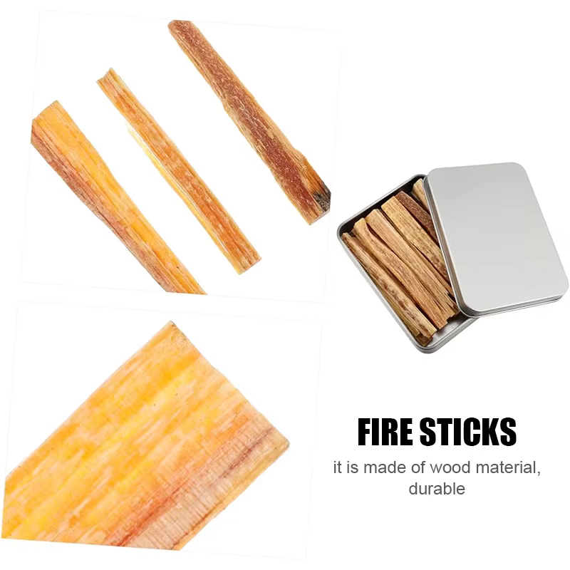 Bâton de démarrage de feu en bois de graisse, 1 boîte, outils de fabrication d'incendie en plein air, bâtons en bois naturel pour Camping randonnée survie d'urgence