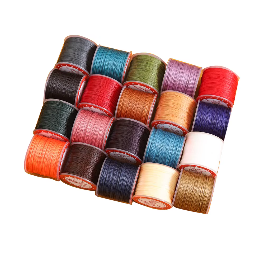 Fil ciré pour cuir ciré de 25M d'épaisseur, cordon de perles de 0.5mm pour Bracelet, fil de perles plat, ligne de couture cirée