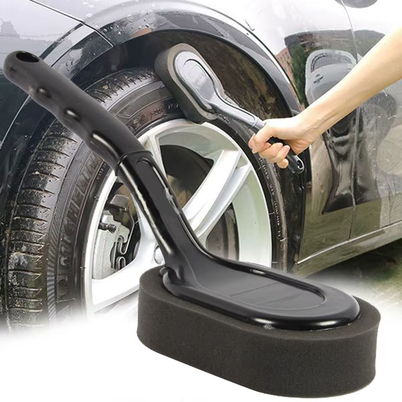 Éponge à cirer pour roues de pneus de voiture, brosse de nettoyage, polissage, brosse à manche Long, cire, lavage, essuyer, soins de la peinture, amovible