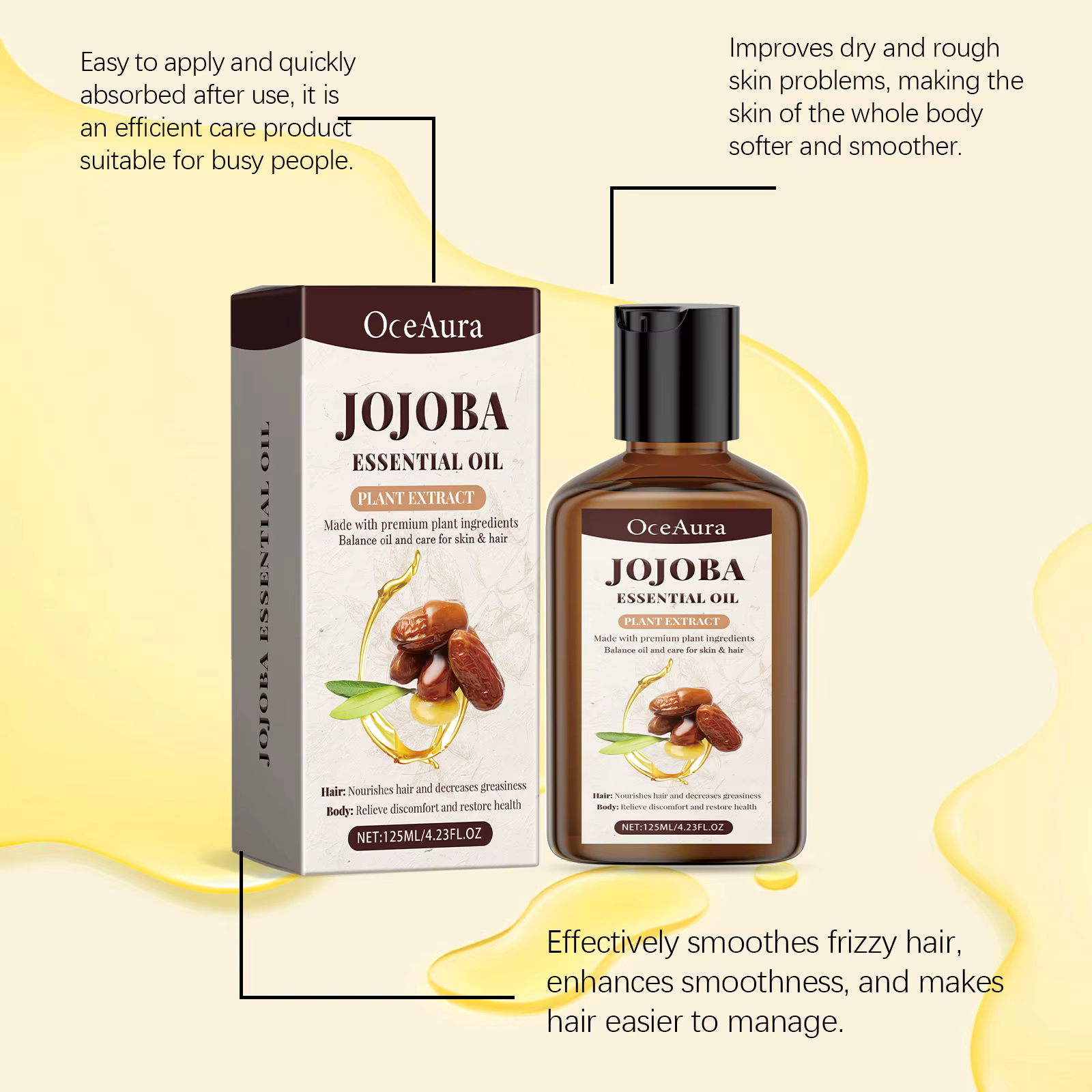 Huile de jojoba naturelle anti-rides