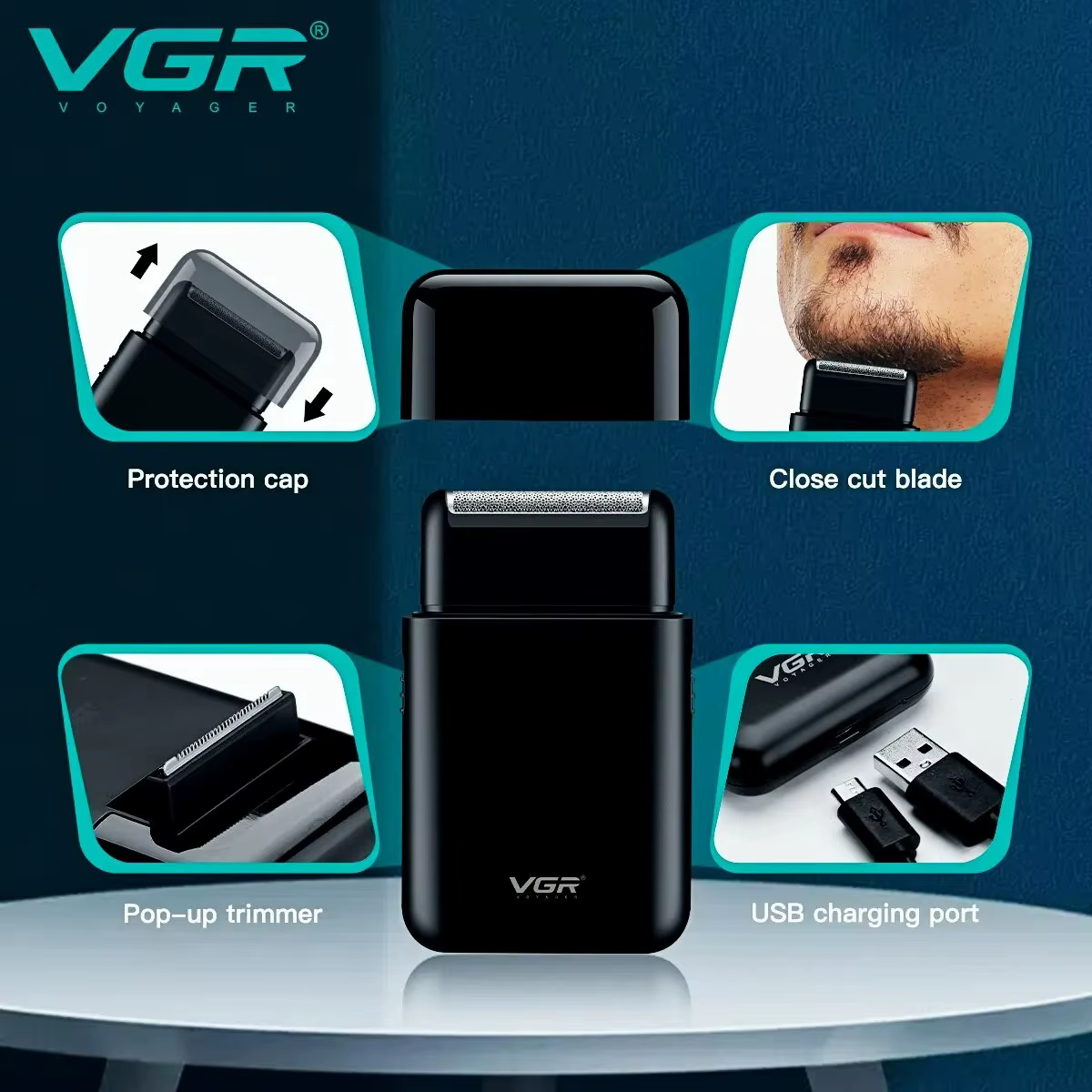 VGR Rasoir homme électrique Tondeuse barbe