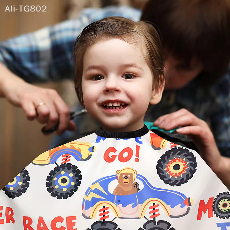 Cape de Coiffure Professionnelle pour Enfants Motif Voiture de Dessin Animé – Robe de Coupe pour Salon
