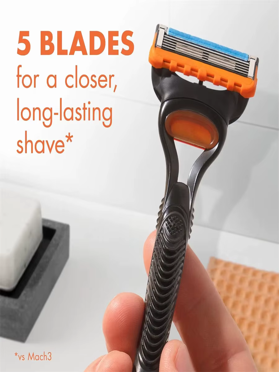 Gillette Fusion 5 rasoir pour hommes avec lames à 5 couches bord de tondeuse de précision grande bande de lubrification pour un rasage lisse et confortable